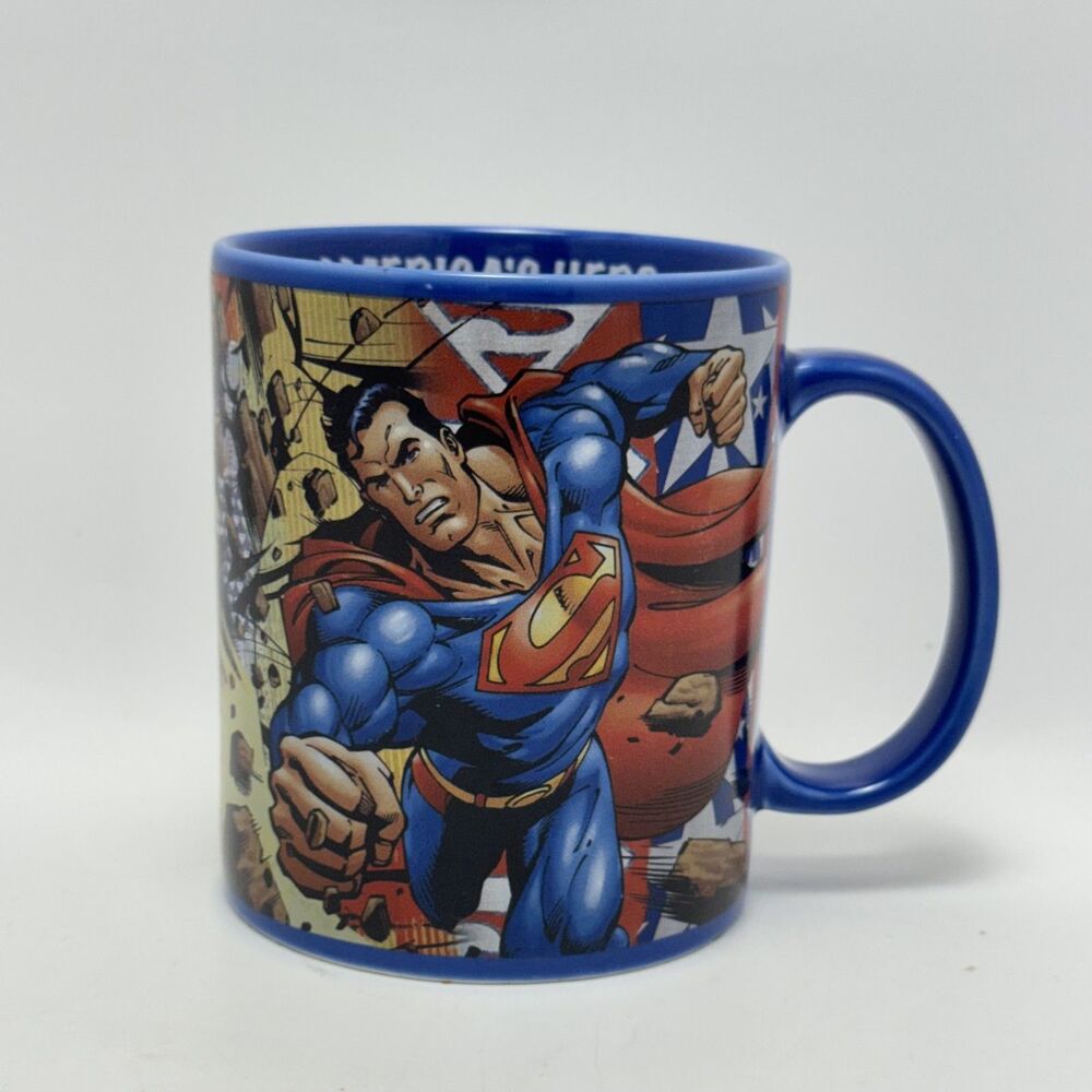 Vintage Style Vandor DC Comics Superman America's Hero Blue Ceramic Coffee Mug